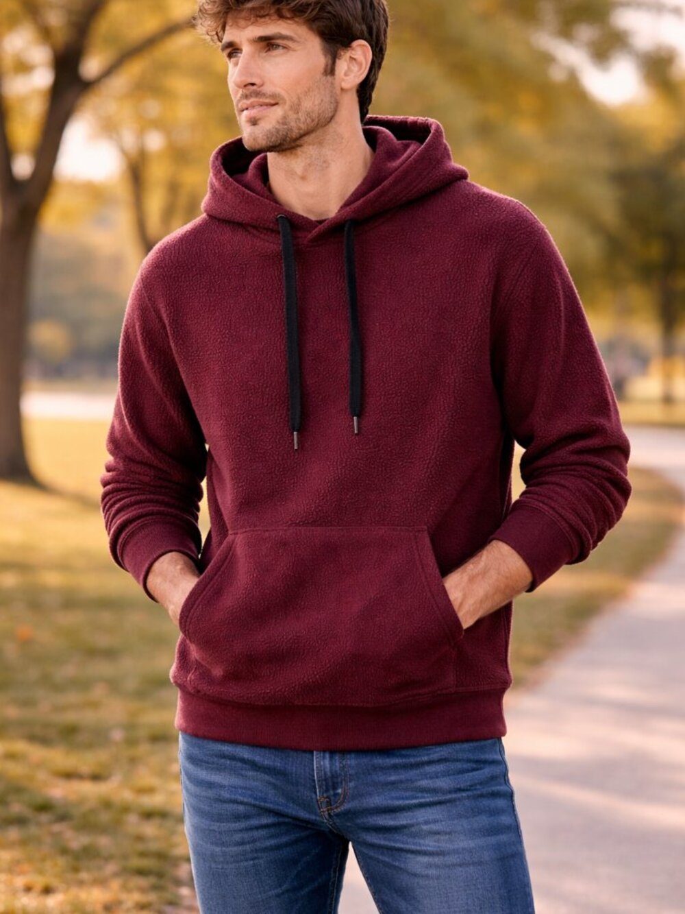 Outerknown Mens Sur Sweatshirt Sherpa Fleece Hoodie Burgundy‎ Maroon Size M